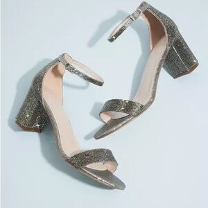 thin ankle strap block heel sandals - Kara - pewter - 9